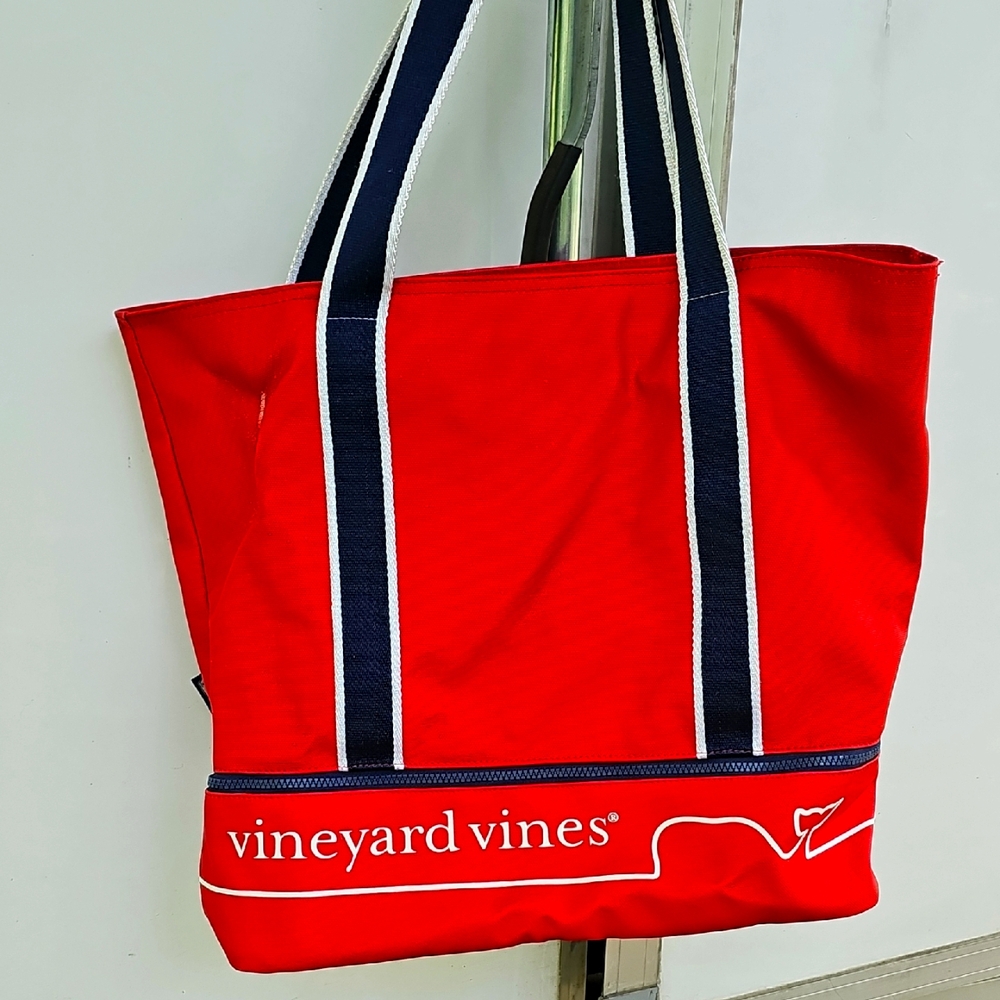 Vineyard Vines Red Beach Tote Bag